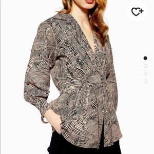 Topshop zebra print plunge blouse